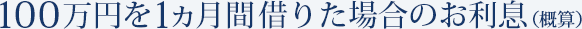 100万円を1ヵ月間借りた場合のお利息(概算)