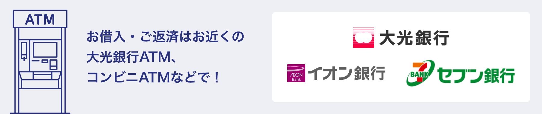 お借入・ご返済はお近くの大光銀行ATM、コンビニATMなどで！