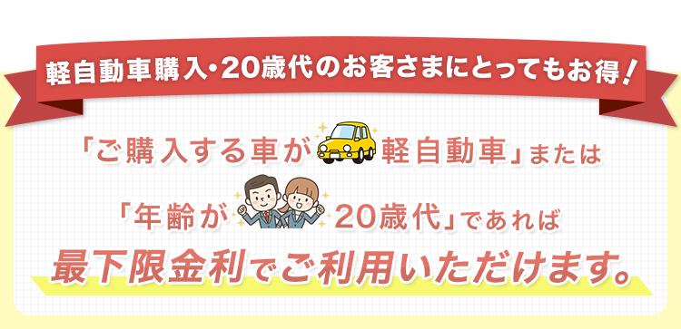 軽自動車購入・20歳代のお客さまにとってもお得!